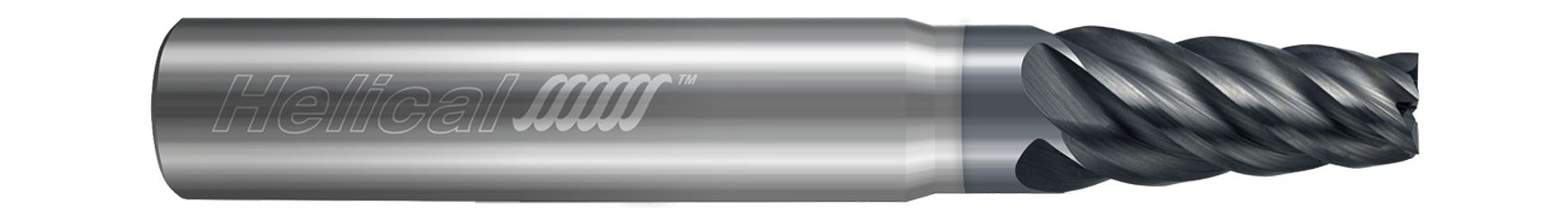 Helical Solutions 84907 | HTPR010-030-50125 1/8" Diameter x 3/16" Shank x 3/8" LOC x 2" OAL 5 Flute Aplus Coated Solid Carbide Square End Mill
