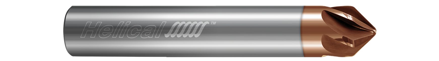 Helical Solutions 86333 | HMAF-FE-60375-08-T15 3/8" Diameter x 3/8" Shank x 2-1/2" OAL x 30 Degree Included Angle 6 Tplus Coated Solid Carbide Chamfer Mill