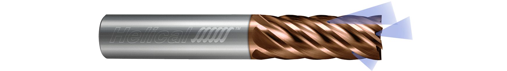 Helical Solutions 84306 | HEVC-020-60250 1/4" Diameter x 1/4" Shank x 1/2" LOC x 2-1/2" OAL 6 Tplus Coated Solid Carbide Square End Mill