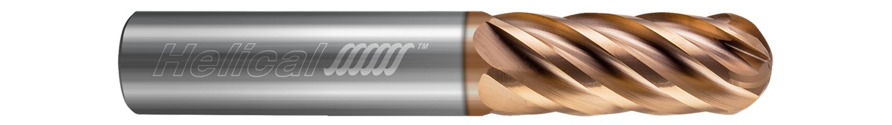 Helical Solutions 86027 | HEV-X-60500-BN 1/2" Diameter x 1/2" Shank x 3-1/8" LOC x 6" OAL x 1/4" 6 Tplus Coated Solid Carbide Ball End Mill