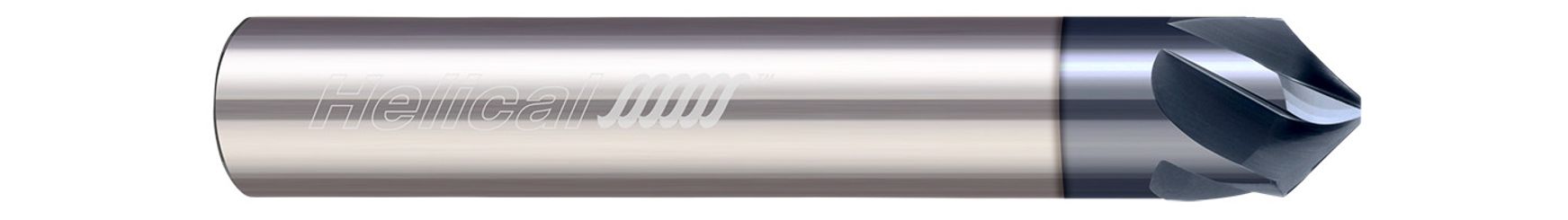 Helical Solutions 84595 | HPCM82-30125 1/8" Diameter x 1/8" Shank x 1-1/2" OAL x 82 Degree Included Angle 3 Flute Zplus Coated Solid Carbide Chamfer Mill