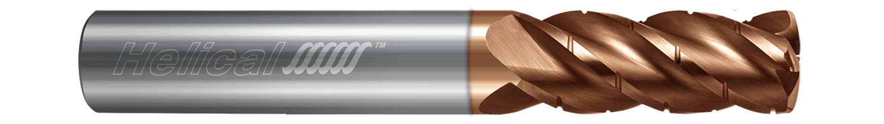 Helical Solutions 84469 | HEVF-C-030-40125 1/8" Diameter x 1/8" Shank x 3/8" LOC x 2" OAL x 4 Flute Tplus Coated Solid Carbide Corner Radius End Mill