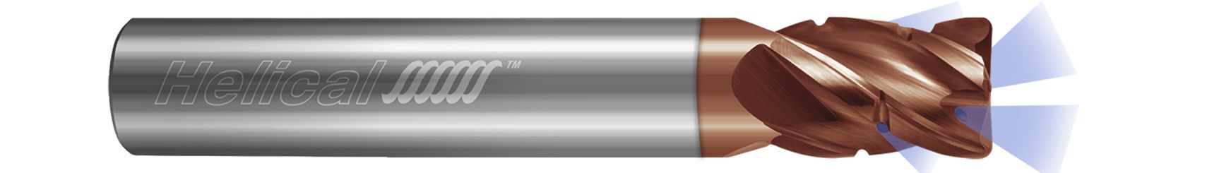 Helical Solutions 84334 | HEVC-C-013-40375-R.030 3/8" Diameter x 3/8" Shank x 1/2" LOC x 2" OAL x 0.030" Radius 4 Flute Tplus Coated Solid Carbide Corner Radius End Mill