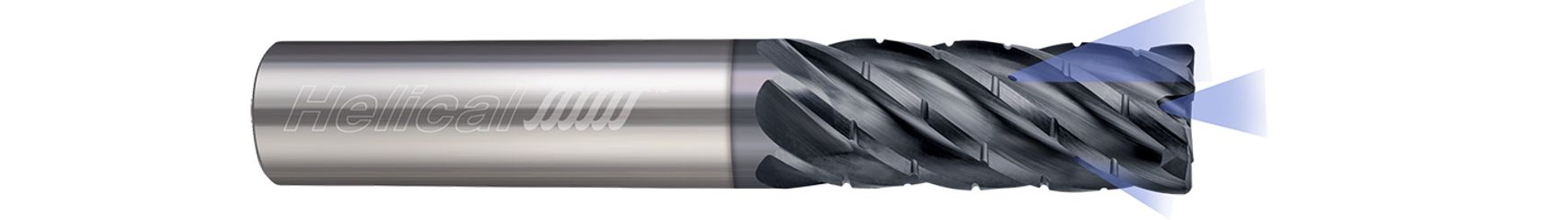 Helical Solutions 84612 | HVTIC-C-013-60375-R.010 3/8" Diameter x 3/8" Shank x 1/2" LOC x 2" OAL x 0.0100" Radius 6 Flute Aplus Coated Solid Carbide Corner Radius End Mill