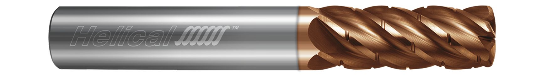 Helical Solutions 84495 | HEVF-C-020-50500 1/2" Diameter x 1/2" Shank x 1" LOC x 3" OAL x 5 Flute Tplus Coated Solid Carbide Corner Radius End Mill