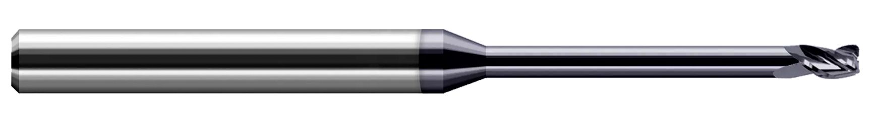 Harvey Tool 766908 | 1/8" Diameter x 1/8" Shank x 3/16" LOC x 2-1/2" OAL 0.0100" Radius 3 Flute Uncoated Carbide Corner Radius End Mill