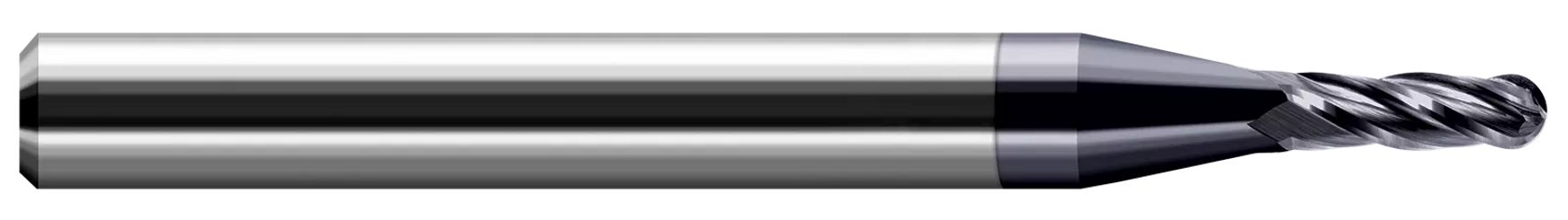 Harvey Tool 74008-C4 | 0.0080" Diameter x 1/8" Shank x 0.0240" LOC x 1-1/2" OAL 2 Flute Amorphous Diamond Coated Carbide Ball End Mill