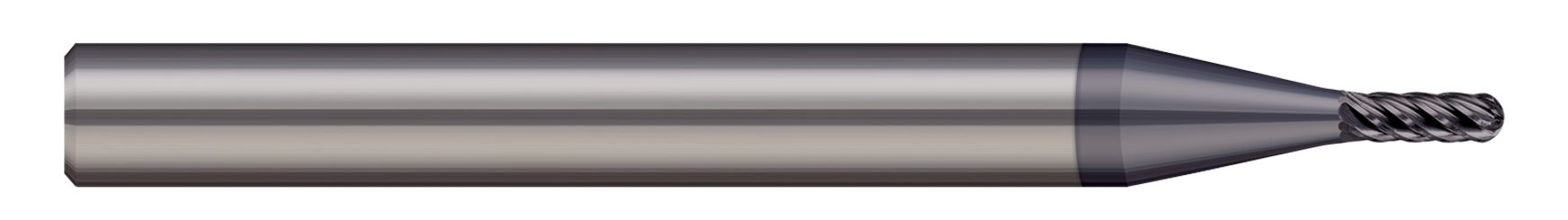Harvey Tool 789512-C6 | 3/16" Diameter x 1/4" Shank x 1" LOC x 3" OAL 6 Flute AlTiN Nano Coated Carbide Ball End Mill