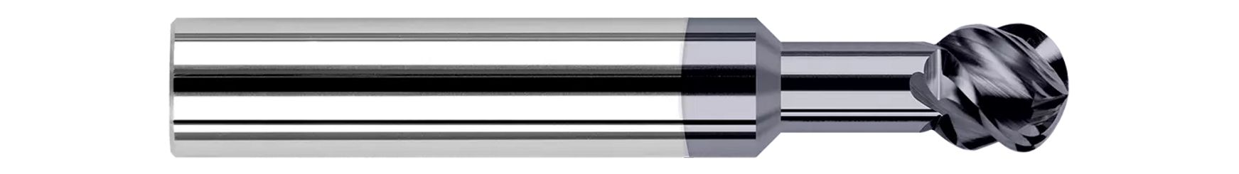 Harvey Tool 808516 | 270 Degree Spherical Ball 1/4" Diameter x 1/4" Shank x 0.2130" LOC x 2-1/2" OAL 4 Flute Uncoated Carbide Undercutting End Mill