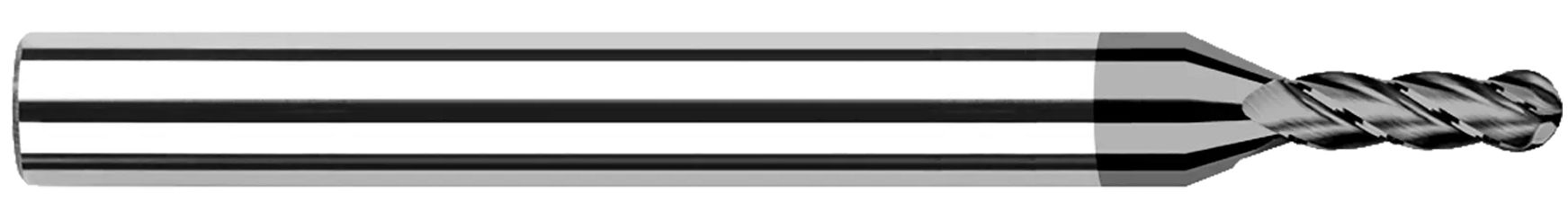 Harvey Tool 818662 | 1/16" Diameter x 1/8" Shank x 1/4" LOC x 2-1/2" OAL 4 Flute CVD Diamond Coating Carbide Ball End Mill