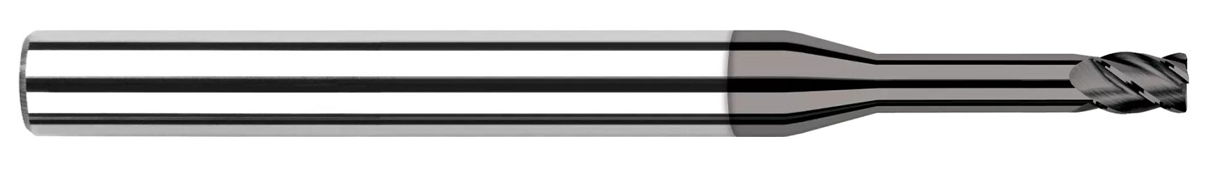 Harvey Tool 916308 | 1/8" Diameter x 1/8" Shank x 3/16" LOC x 2-1/2" OAL 0.0100" Radius 4 Flute CVD Diamond Coated Carbide Corner Radius End Mill