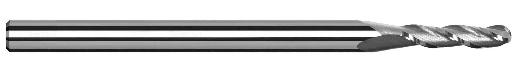 Harvey Tool 850020-C8 | 0.0200" Diameter x 1/8" Shank x 0.1000" LOC x 2-1/2" OAL 3 Flute TiB2 Coated Carbide Ball End Mill