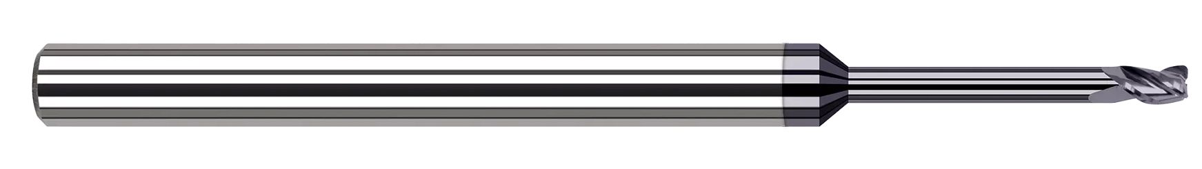Harvey Tool 932520-C6 | 0.0200" Diameter x 1/8" Shank x 0.0300" LOC x 2-1/2" OAL 0.0040" Radius 3 Flute AlTiN Nano Coated Carbide Corner Radius End Mill