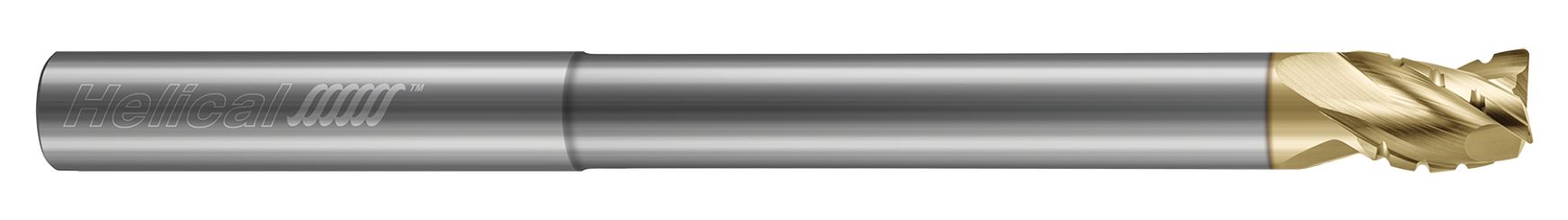 Helical Solutions 84857 | H35ALV-C-RN-040-30187-R.010 3/16" Diameter x 3/16" Shank x 7/32" LOC x 3" OAL x 0.0100" Radius 3 Flute Zplus Coated Solid Carbide Corner Radius End Mill