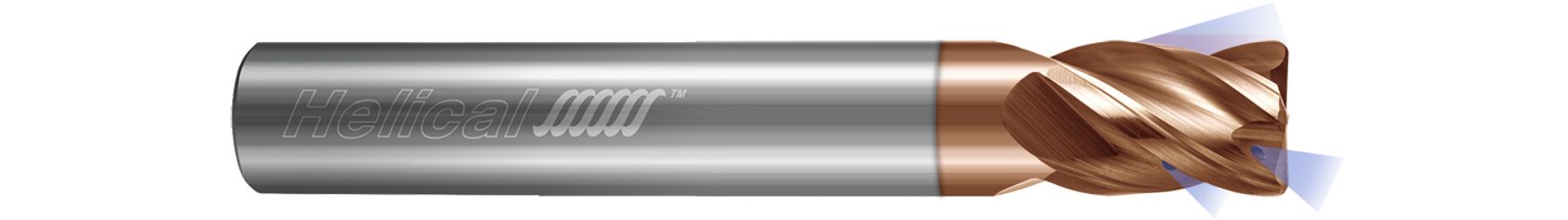 Helical Solutions 84303 | HEVC-021-40750-R.030 3/4" Diameter x 3/4" Shank x 1-5/8" LOC x 4" OAL x 0.0300" Radius 4 Flute Tplus Coated Solid Carbide Corner Radius End Mill