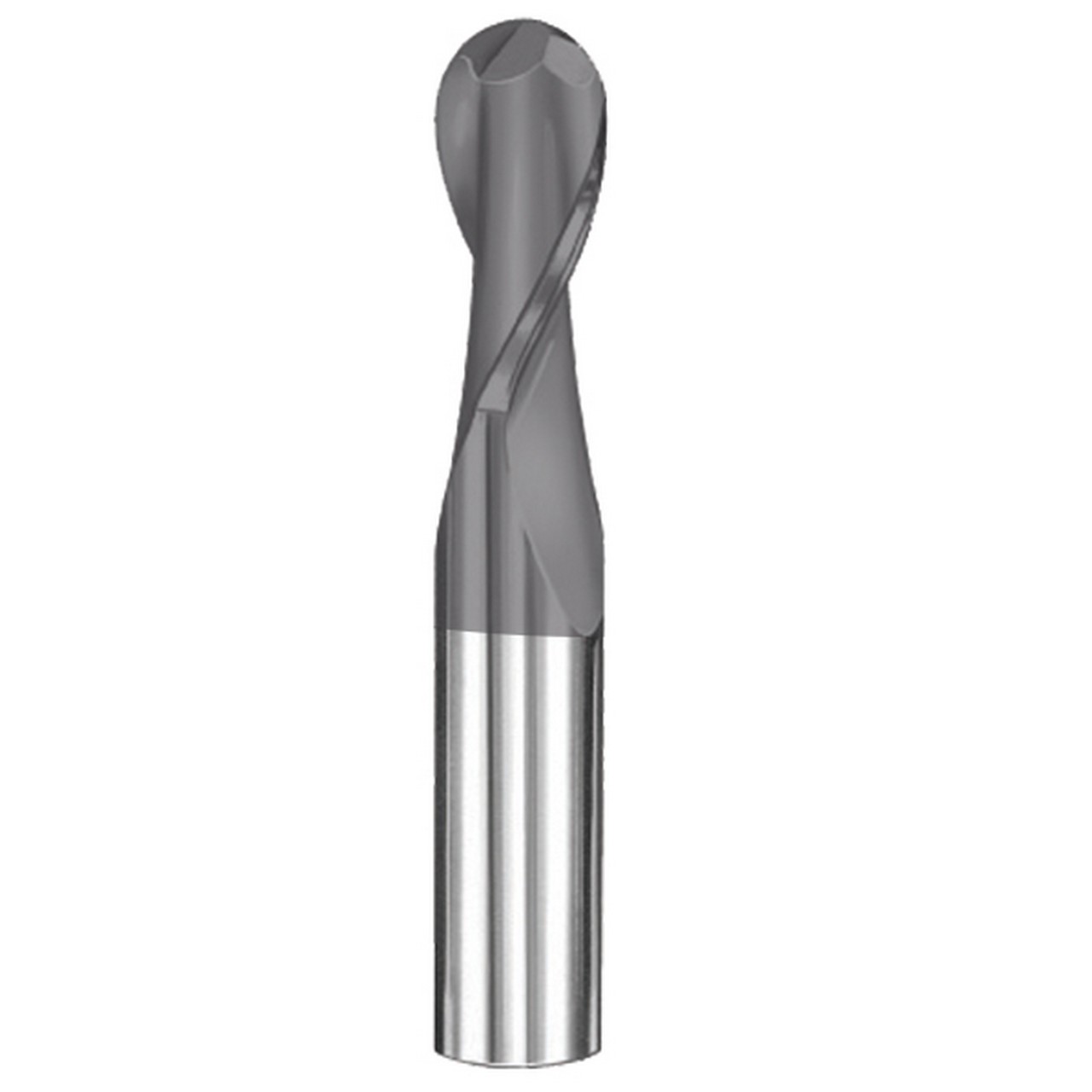 SGS 30478 | 1/8" Diameter x 1/8" Shank x 1/2" LOC x 1-1/2" OAL 2 Flute AlTiN Coated Ball End Mill