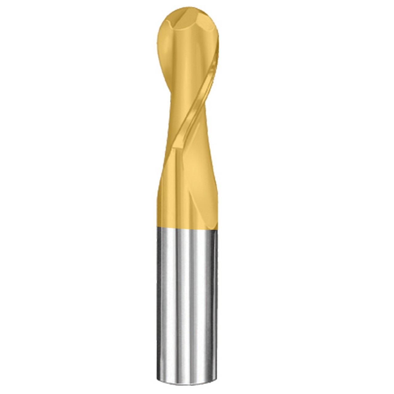 SGS 39362 | 31/64" Diameter x 1/2" Shank x 1" LOC x 3" OAL 2 Flute TiN Coated Ball End Mill