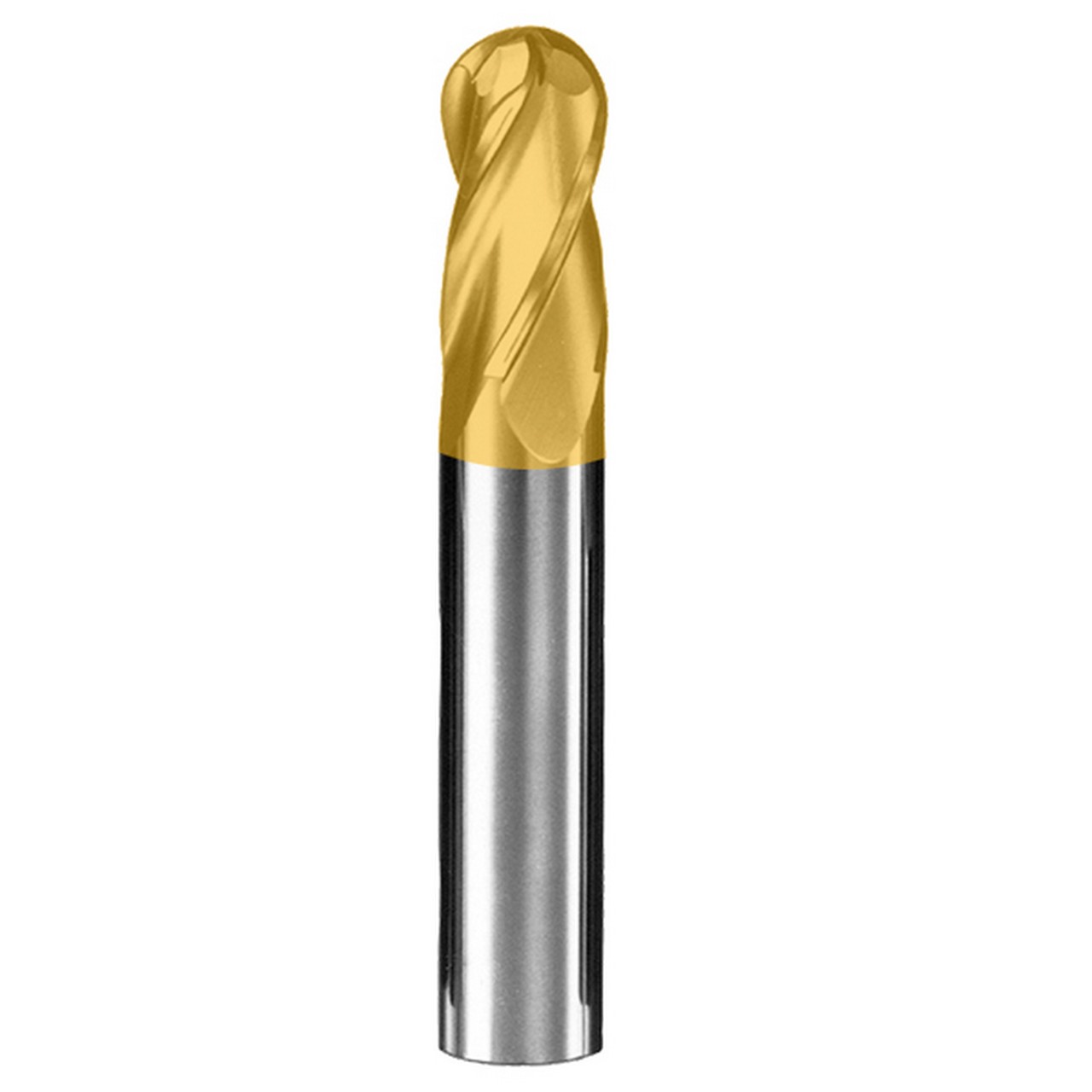 SGS 48576 | 9.0mm Diameter x 10.0mm Shank x 22.0mm LOC x 75.0mm OAL 4 Flute TiN Coated Ball End Mill