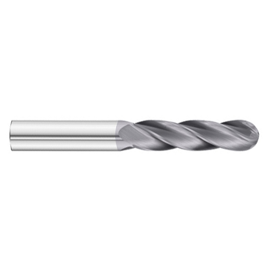 All Industrial EH060008S | 4 Flute Ball Nose Long Carbide End Mill, 1/8" Diameter, TiAlN