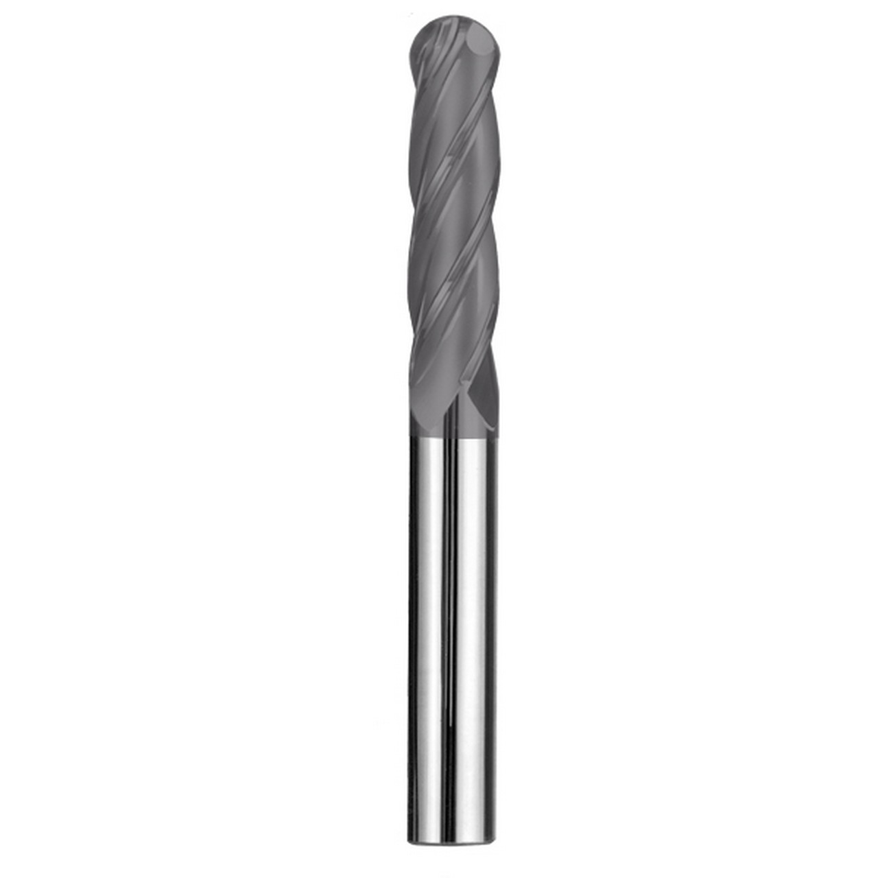 SGS 31790 | 1/8" Diameter x 1/8" Shank x 3/4" LOC x 2-1/4" OAL 4 Flute AlTiN Coated Ball End Mill