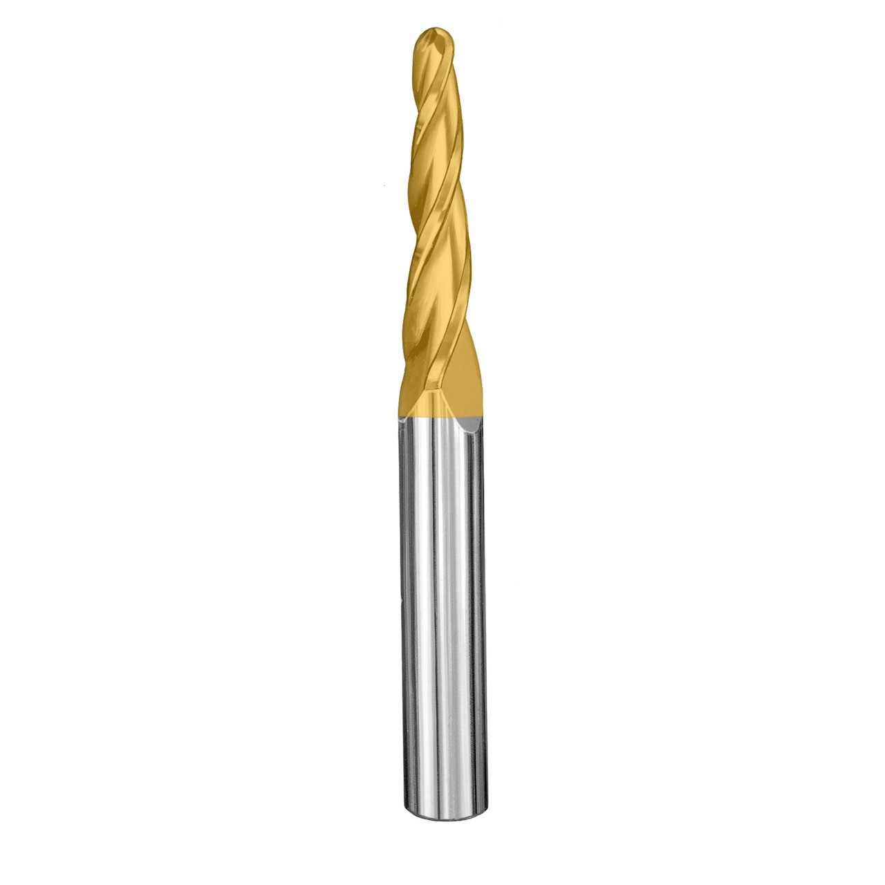 SGS 32435 | 1/4" Diameter x 1/2" Shank x 1/2" LOC x 4" OAL 3 Flute TiN Coated Ball End Mill