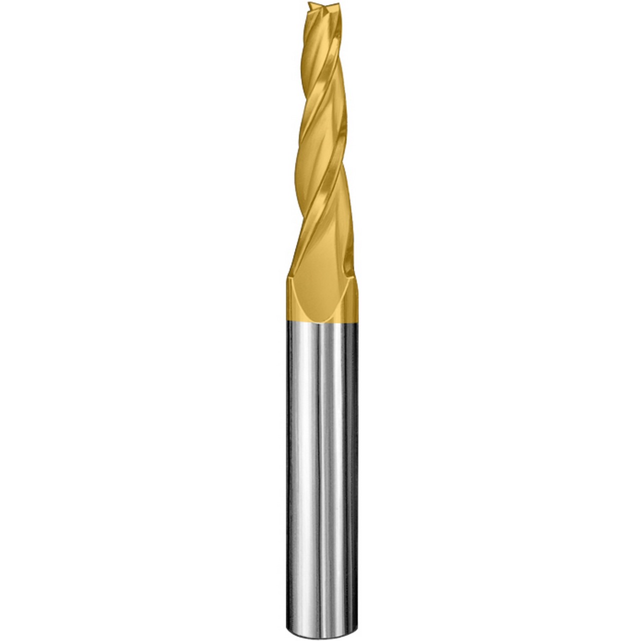 SGS 32373 | 1/8" Diameter x 1/4" Shank x 1/4" LOC x 3" OAL 3 Flute TiN Coated Tapered End Mill