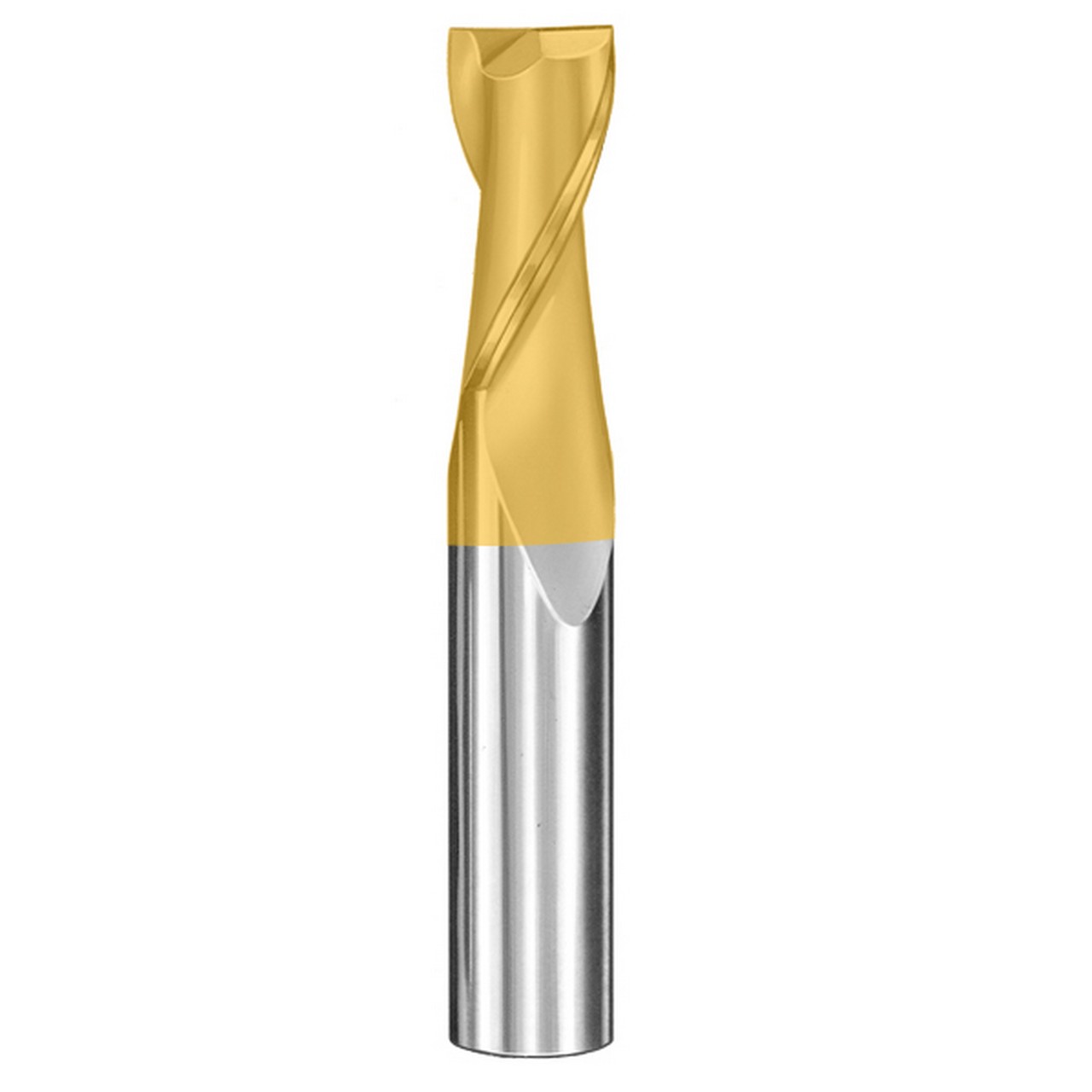 SGS 39347 | 3/8" Diameter x 3/8" Shank x 1" LOC x 2-1/2" OAL 2 Flute TiN Coated Square End Mill