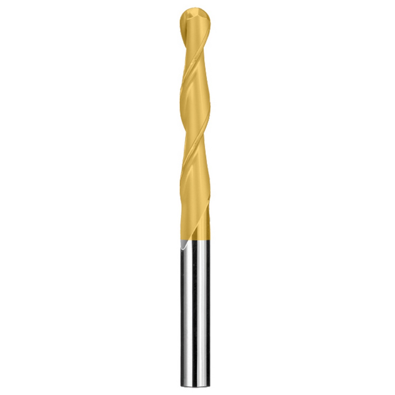 SGS 49545 | 4.0mm Diameter x 4.0mm Shank x 25.0mm LOC x 75.0mm OAL 2 Flute TiN Coated Ball End Mill