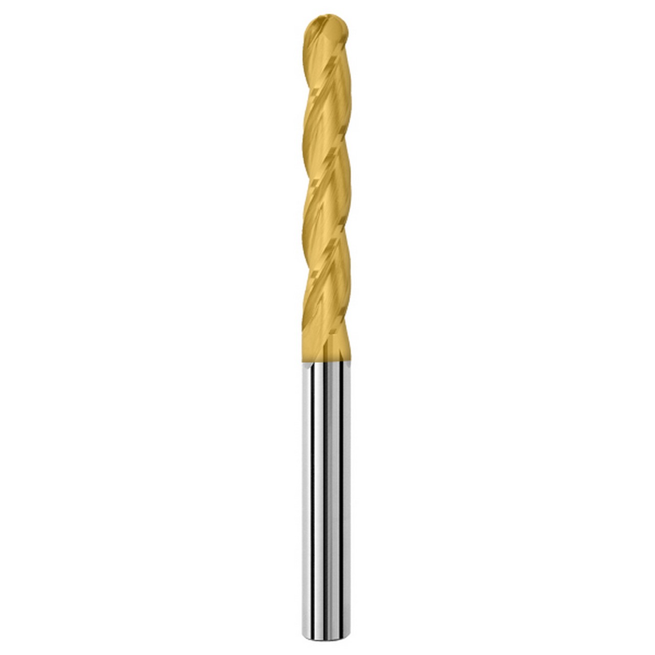 SGS 49592 | 16.0mm Diameter x 16.0mm Shank x 75.0mm LOC x 150mm OAL 3 Flute TiN Coated Ball End Mill