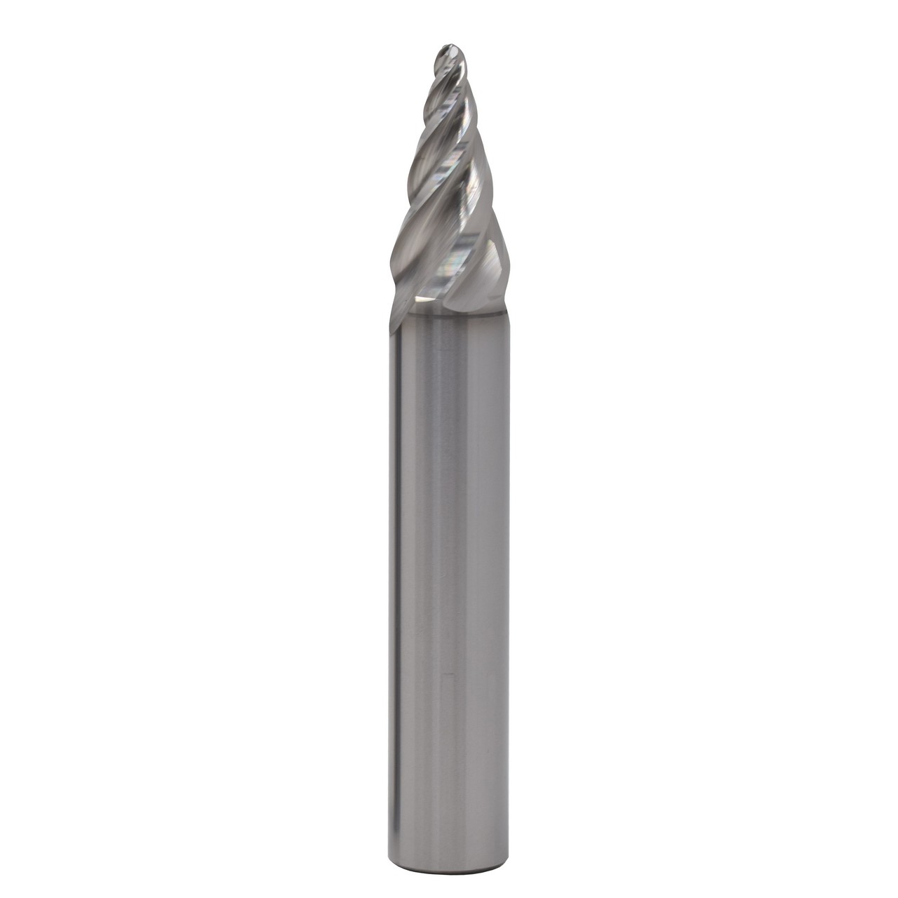 SGS 45725 | 12.0mm Diameter x 12.0mm Shank x 14.4mm LOC x 100mm OAL 4 Flute TiB2 Coated Tapered End Mill