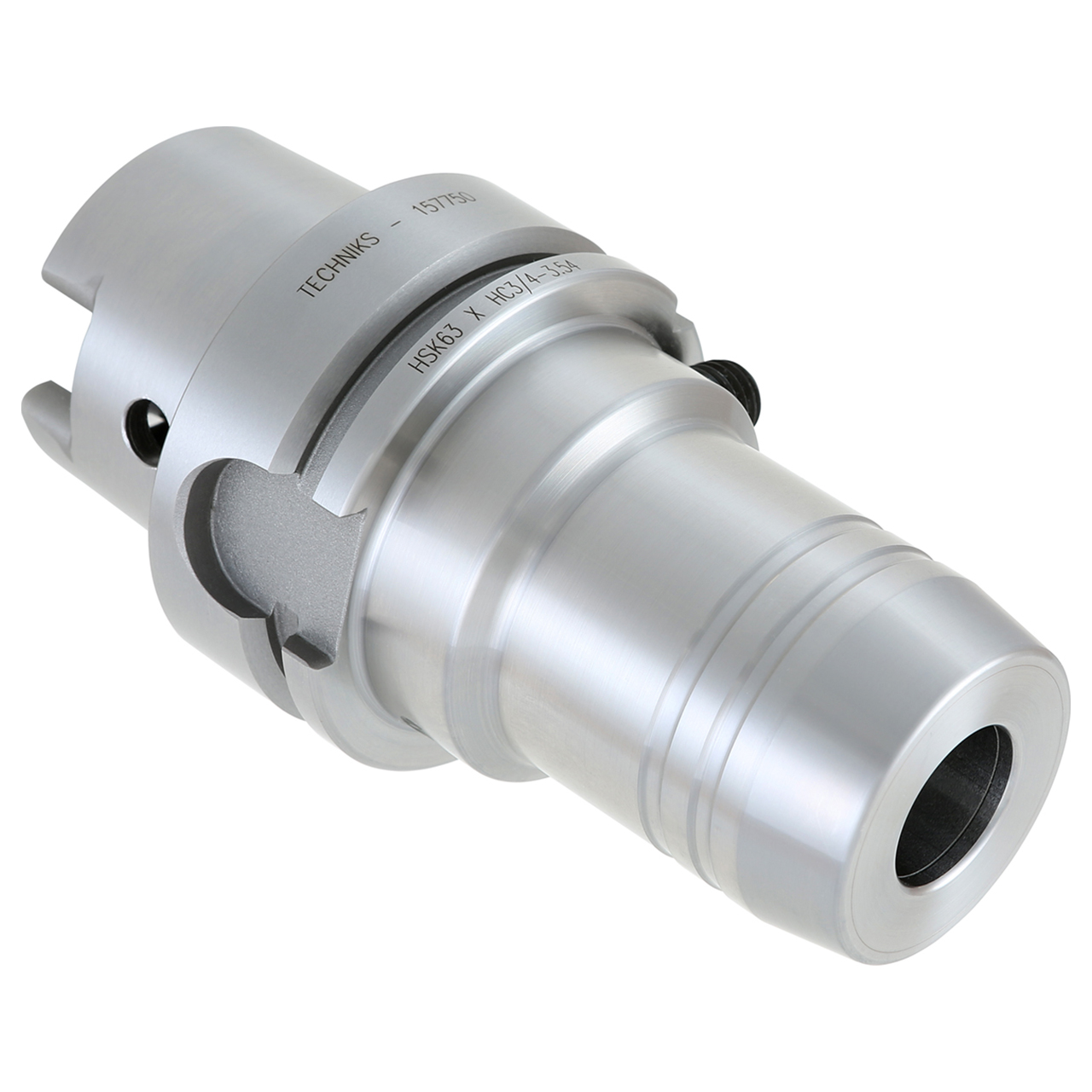 Techniks 158250 | HSK63A Taper x 1/4" Size x 0.790" Diameter x 5.700" Projection Length x 6.950" OAL Tool Steel Hydraulic Holder