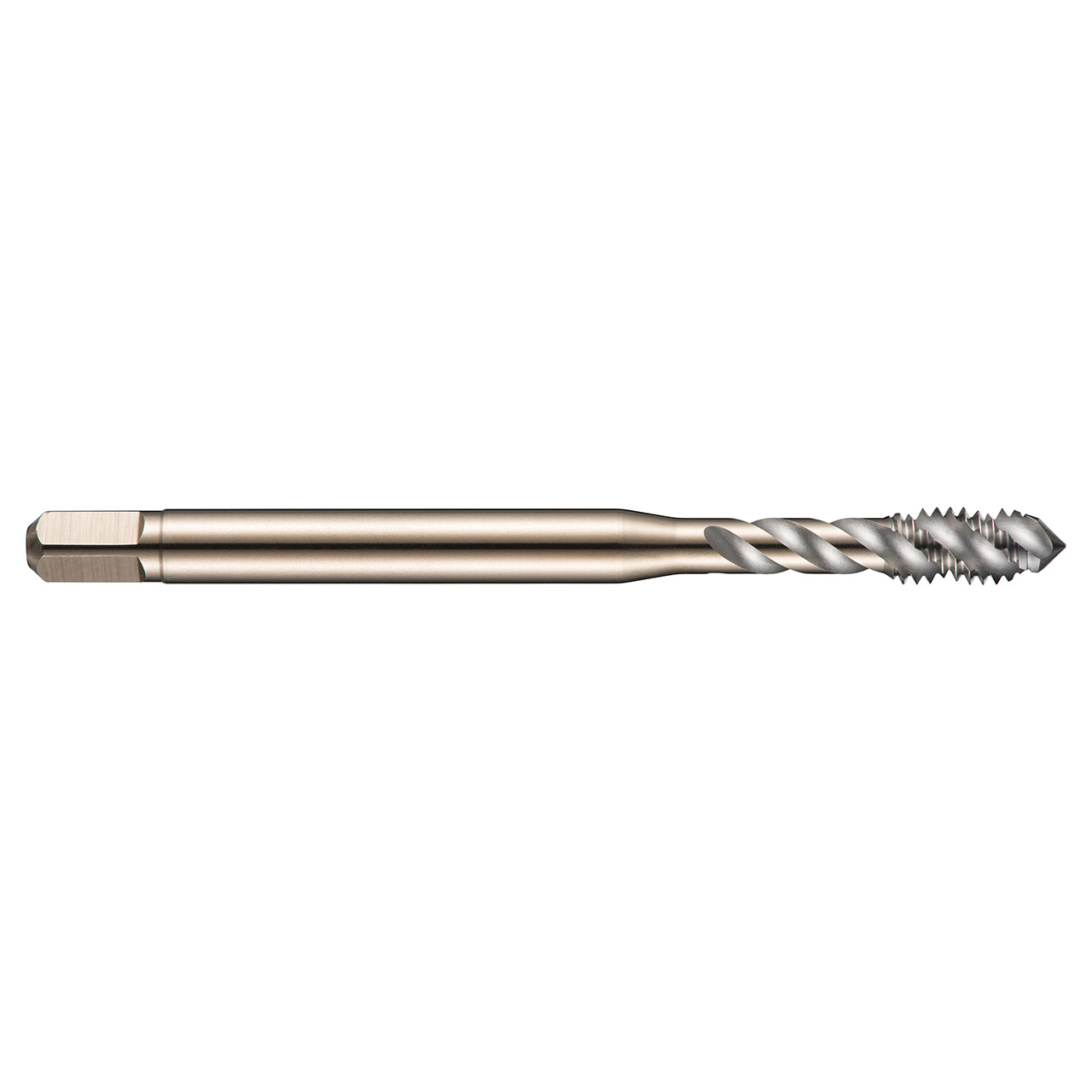 Dormer 5974446 | M2x0.40mm Thread Size x 2.50mm Shank x 8.00mm Length x 41.00mm OAL x 45 Degree Helix Angle M 6H 2 Flute Bright Coated HSS-E-PM E002 Spiral Flute Tap