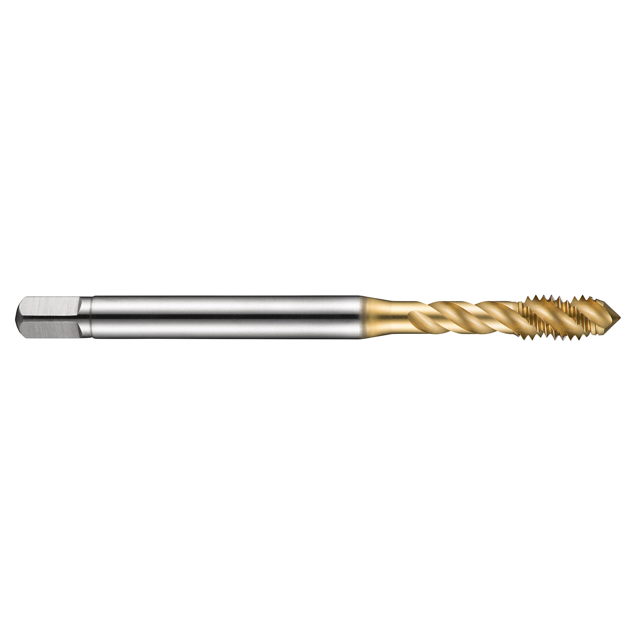 Dormer 6196699 | M10x1.50mm Thread Size x 10.00mm Shank x 15.00mm Length x 80.00mm OAL x 45 Degree Helix Angle M 6H 3 Flute TiN Coated HSS-E-PM E002TIN Spiral Flute Tap