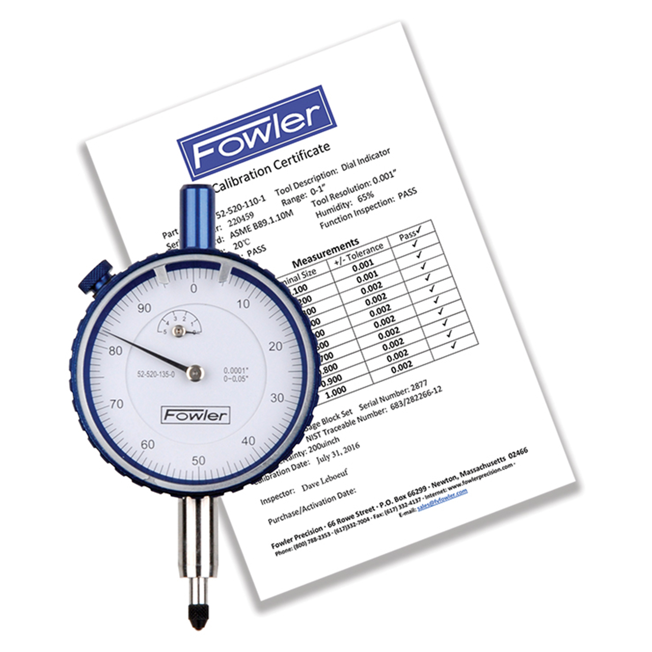 Fowler 52-520-135-0 | 0.05" Range x 0.0001" Graduation Dial Drop Indicator