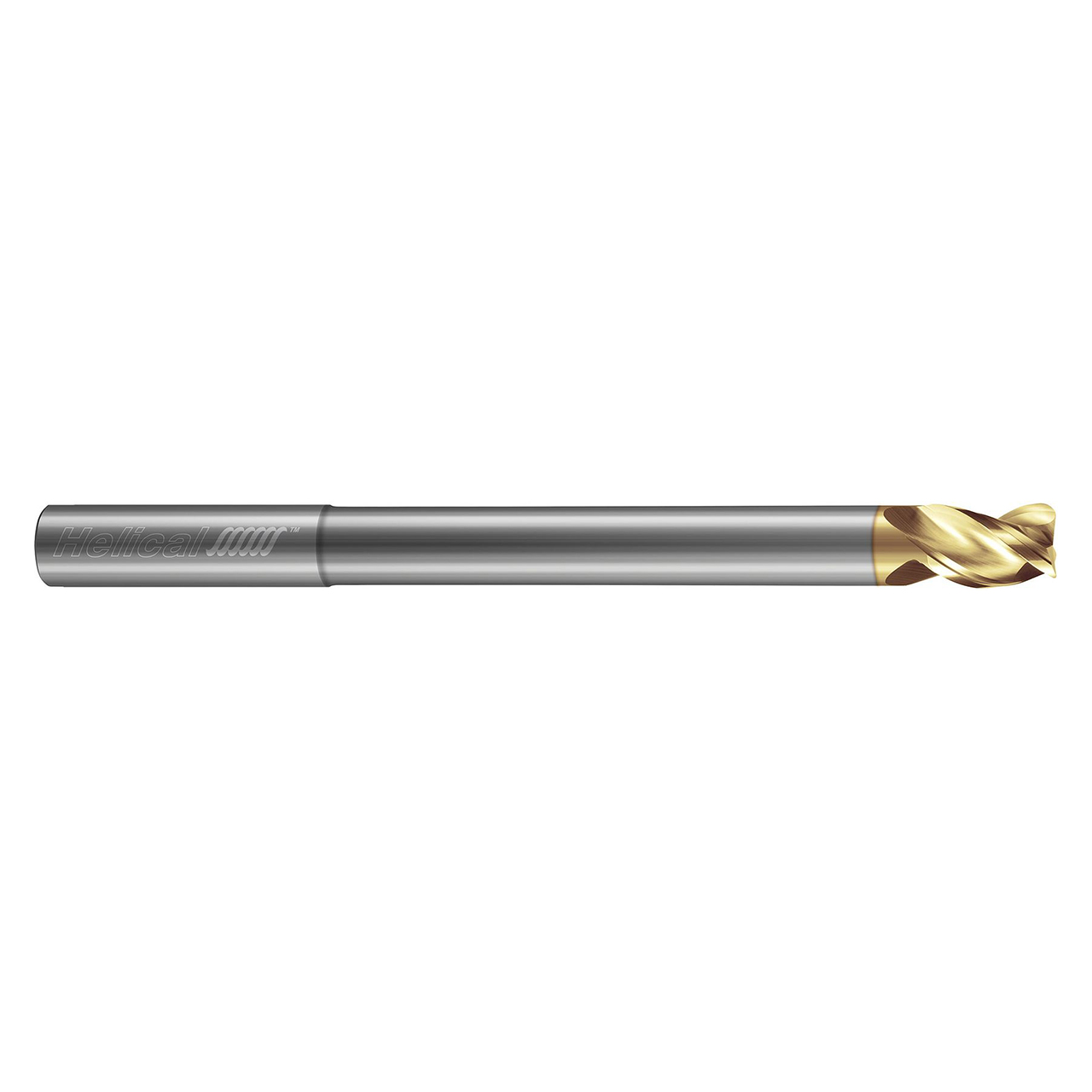 Helical Solutions 86531 | H40ALV-RN-L-30125-R.010 0.1250" Diameter x 0.1250" Shank x 0.1562" LOC x 3.0000" OAL x 0.0100" Radius 3 Flute Zplus Coated Carbide Corner Radius End Mill