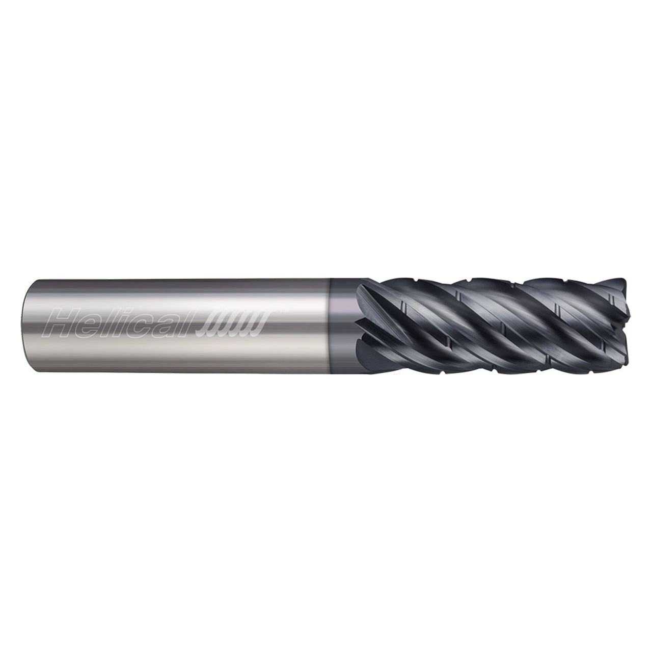 Helical Solutions 87367 | HEV-C-S-50500-R.125 0.5000" Diameter x 0.5000" Shank x 0.6250" LOC x 2.5000" OAL x 0.1250" Radius 5 Flute Aplus Coated Carbide Corner Radius End Mill