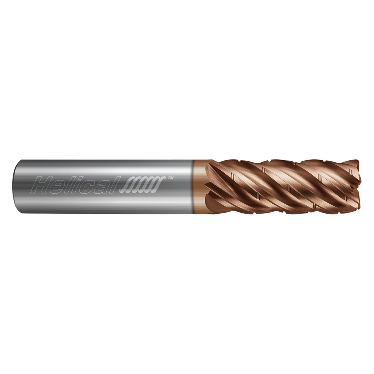 Helical Solutions 87387 | HEV-C-L-50500-R.125 0.5000" Diameter x 0.5000" Shank x 2.0000" LOC x 4.0000" OAL x 0.1250" Radius 5 Flute Tplus Coated Carbide Corner Radius End Mill