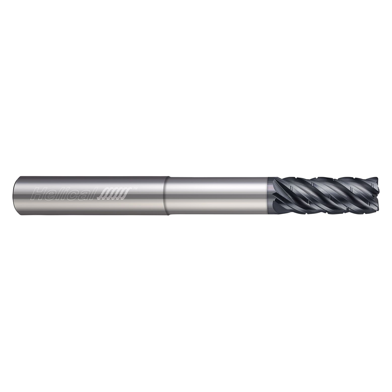 Helical Solutions 87396 | HEV-C-RN-SR-50125-R.010 0.1250" Diameter x 0.1250" Shank x 0.1562" LOC x 2.0000" OAL x 0.0100" Radius 5 Flute Aplus Coated Carbide Corner Radius End Mill