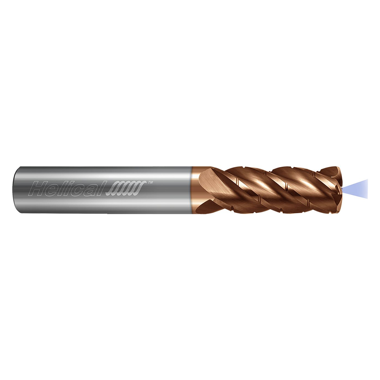Helical Solutions 86418 | HEVFC-C-020-40500 0.500" Diameter x 0.500" Shank x 1.000" LOC x 3.000" OAL 4 Flute Tplus Coated Carbide High Feed End Mill