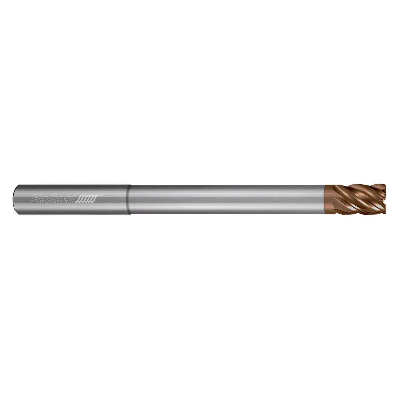 Helical Solutions 86762 | HEV-RN-A-50250-R.020 0.2500" Diameter x 0.2500" Shank x 0.3750" LOC x 4.0000" OAL x 0.0200" Radius 5 Flute Tplus Coated Carbide Corner Radius End Mill