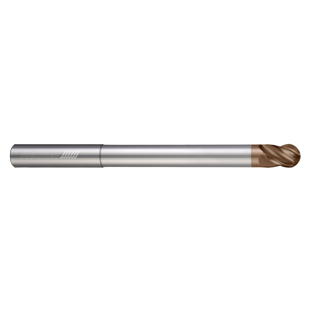 Helical Solutions 86892 | HSV-RN-S-40500-BN 0.5000" Diameter x 0.5000" Shank x 0.6250" LOC x 4.0000" OAL 4 Flute Tplus Coated Carbide Ball End Mill