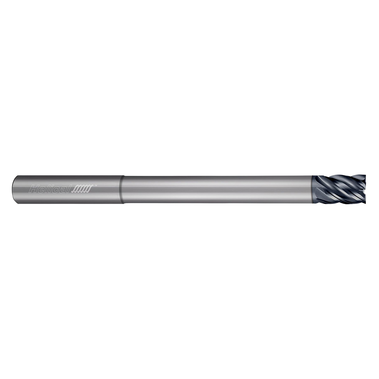 Helical Solutions 87533 | HEV-RNR-ML-50250 0.2500" Diameter x 0.2500" Shank x 0.7500" LOC x 4.0000" OAL 5 Flute Aplus Coated Carbide Square End Mill