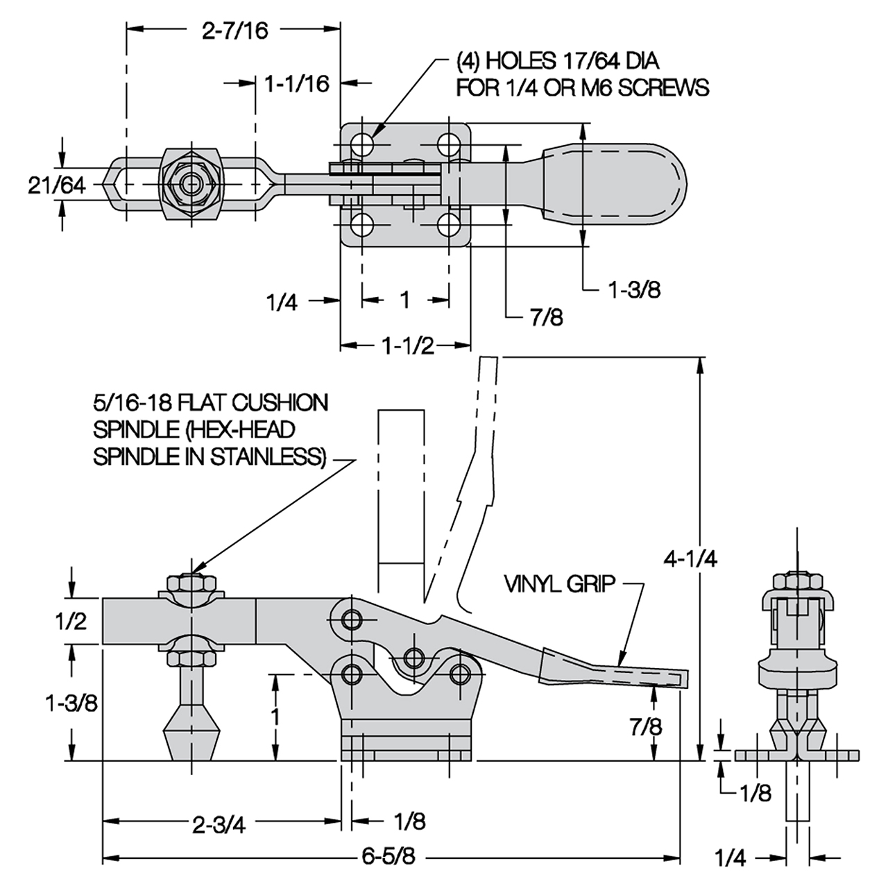 Carr Lane CL-450-HTC-R | 500 lbs. Holding Capacity Horizontal-Handle Toggle Clamp
