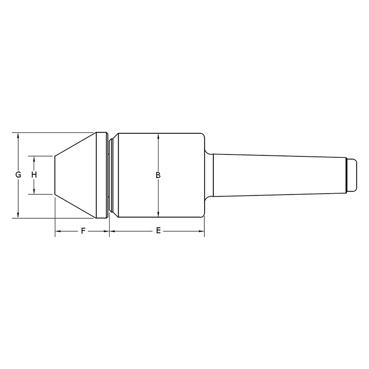 Royal 10491 | Bull Nose Point 3 MT Taper High-Precision Quad-Bearing Live Center
