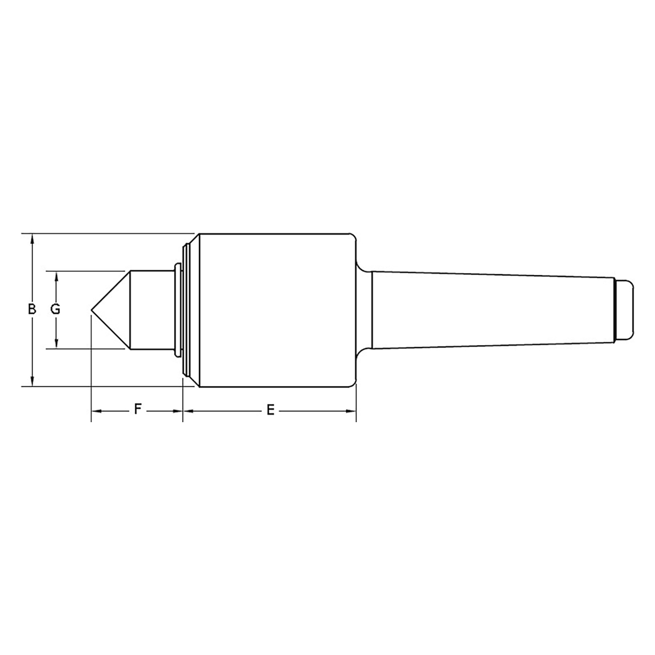 Royal Products 10487 | 90 Degree Male Point 3 MT Taper High-Precision Quad-Bearing Live Center