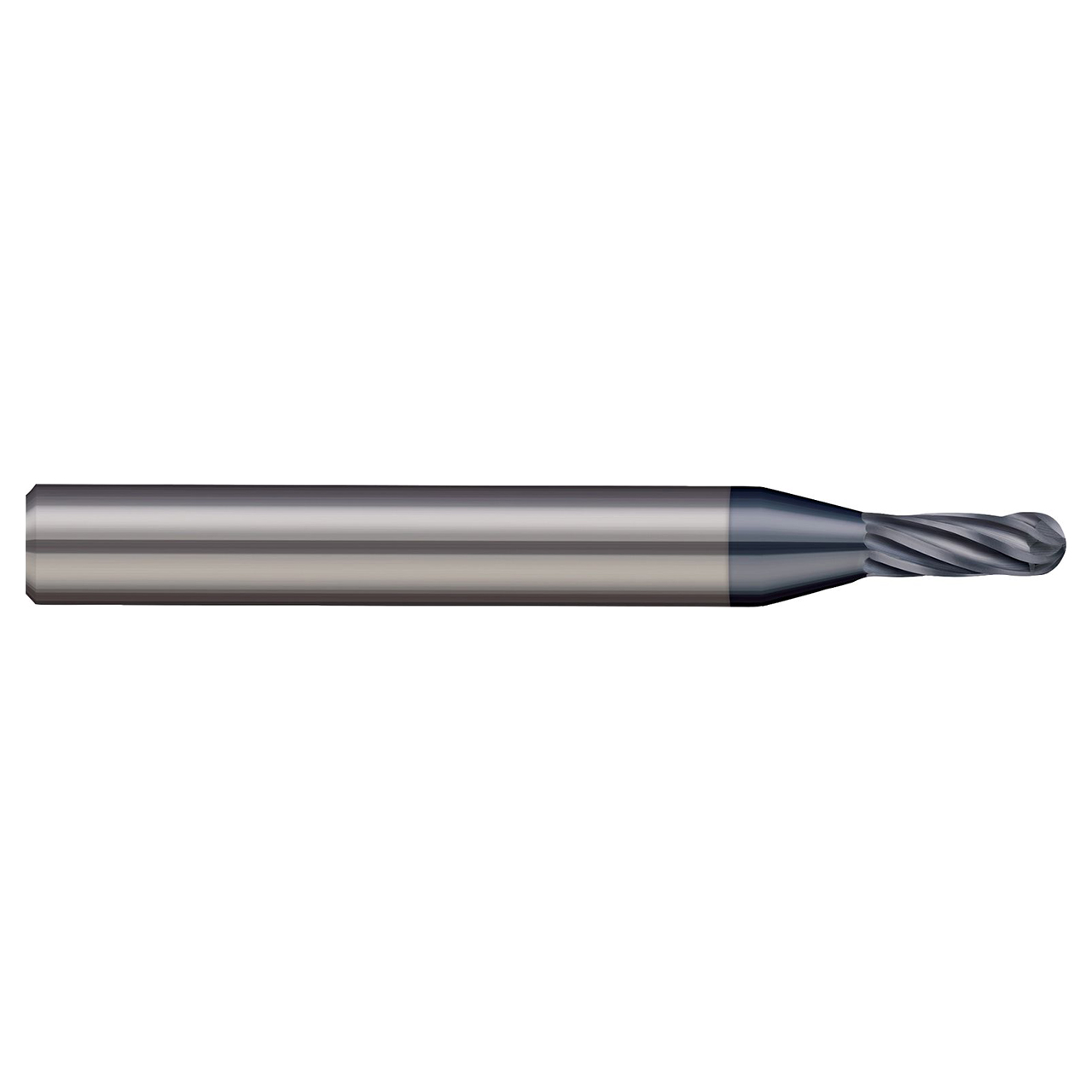 Harvey Tool 763508-C6 | 0.1250" (1/8) Diameter x 0.2500" (1/4) Shank x 0.3750" (3/8) LOC x 2.5000" (2-1/2) OAL 6 Flutes AlTiN Nano 2 FL Coated Carbide Hardened Steel Ball End Mill