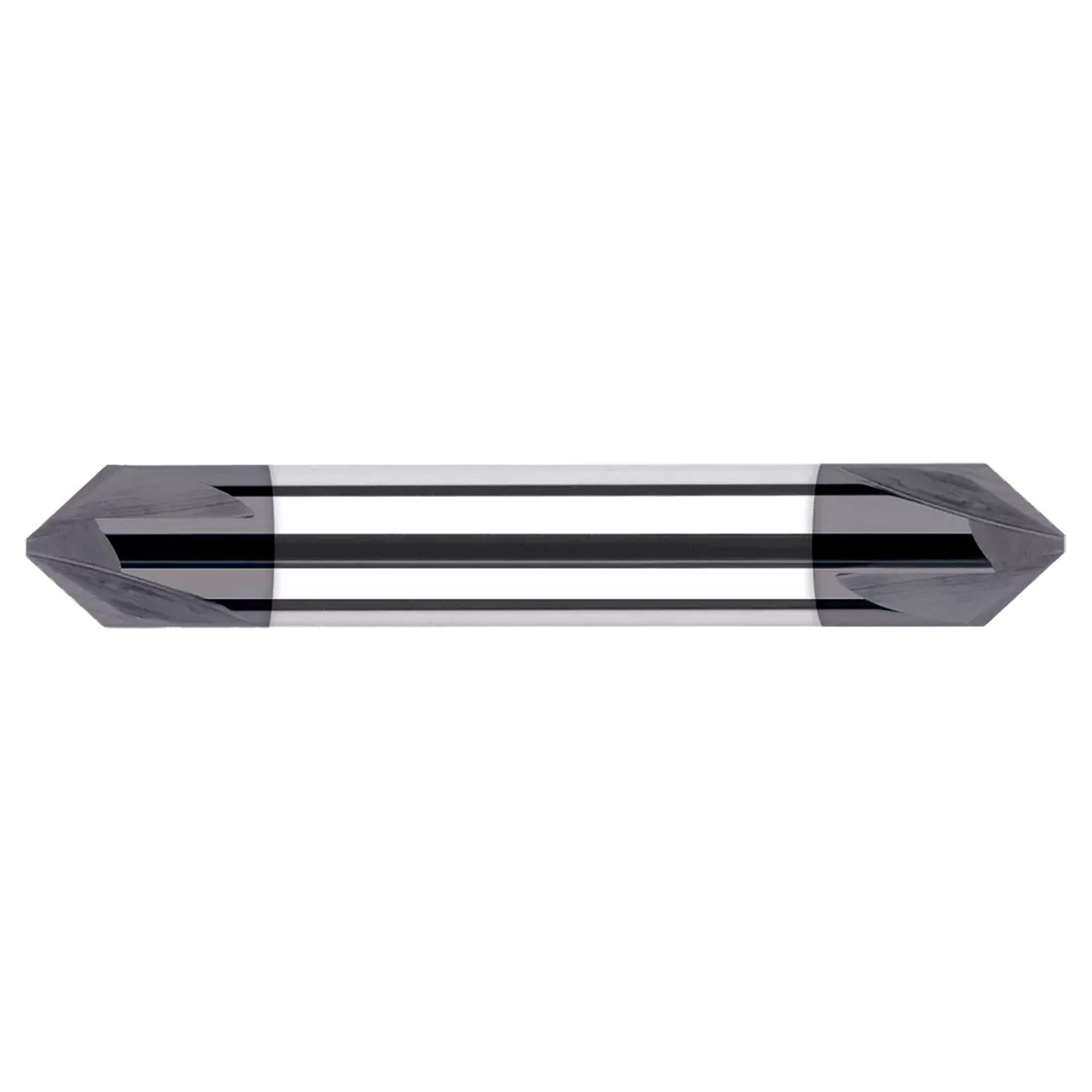 Harvey Tool 754545-C3 | 0.1875" (3/16) Shank x 2.0000" (2) OAL x 90 Degree 4 Flutes AlTIN Coated Carbide Pointed & Flat End - Double-Ended Chamfer Cutter