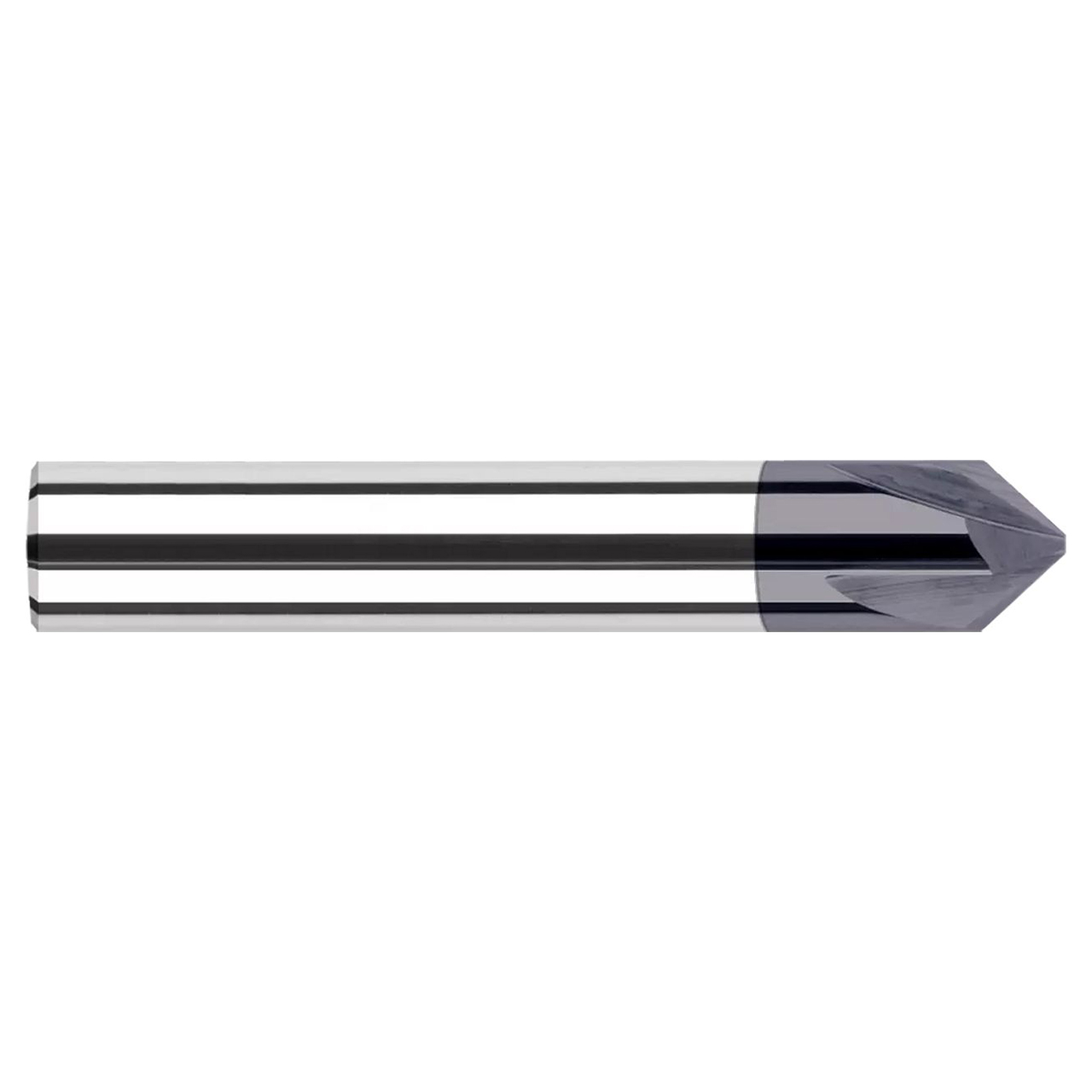Harvey Tool 744445-C3 | 0.1250" (1/8) Shank x 1.5000" (1-1/2) OAL x 90 Degree 4 Flutes AlTIN Coated Carbide Chamfer Cutter