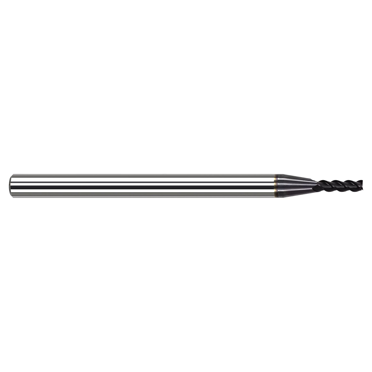 Harvey Tool 856431-C6 | 0.0310" (1/32) Diameter x 0.1250" (1/8) Shank x 0.0930" (3/32) LOC x 1.5000" (1-1/2) OAL x 0.0100" Radius 4 Flutes AlTiN Nano Coated Carbide High Temp Alloys Corner Radius End Mill