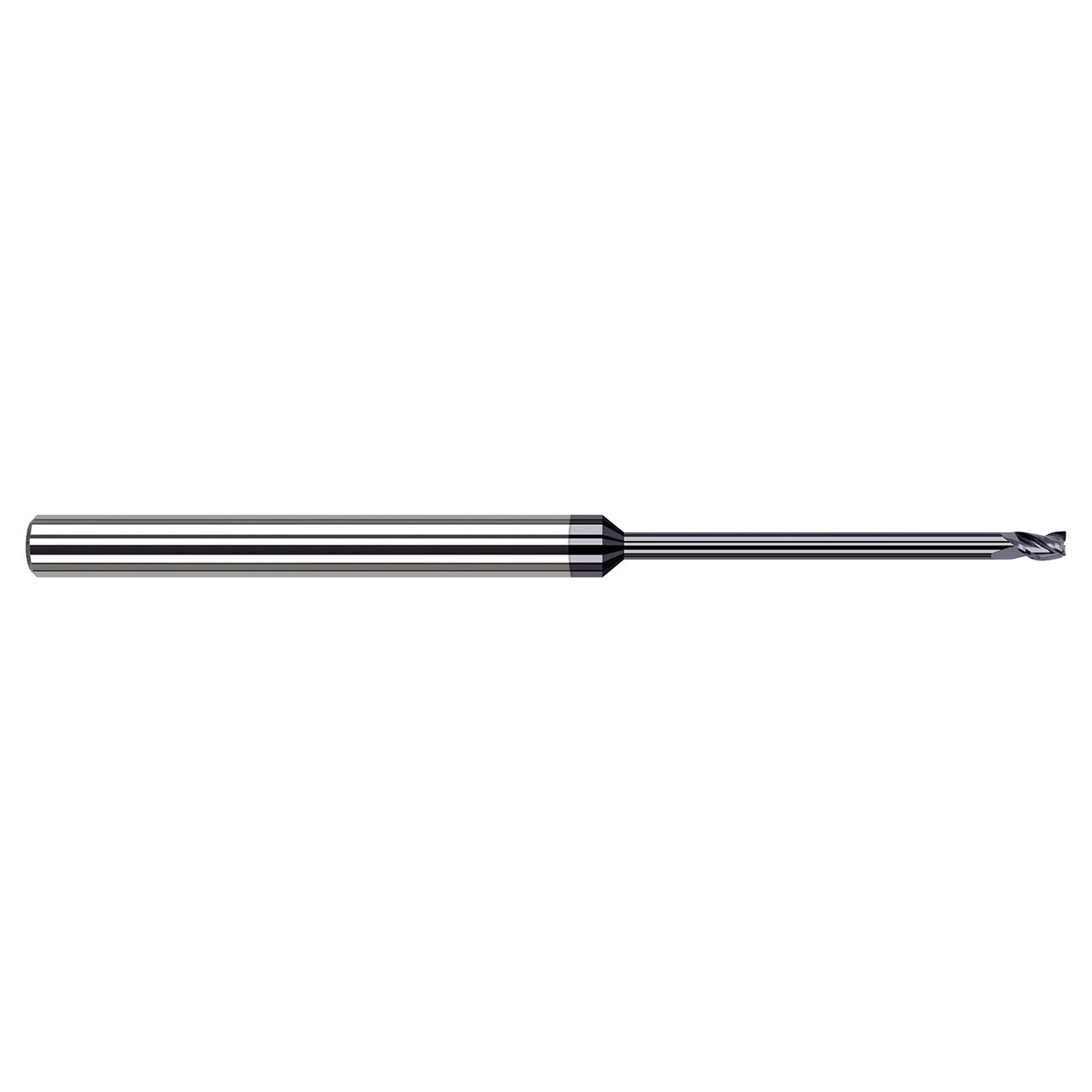 Harvey Tool 752093 | 0.0930" (3/32) Diameter x 0.1250" (1/8) Shank x 0.1390" LOC x 2.5000" (2-1/2) OAL x 4 Flutes Uncoated Carbide Tapered Ball Miniature End Mill